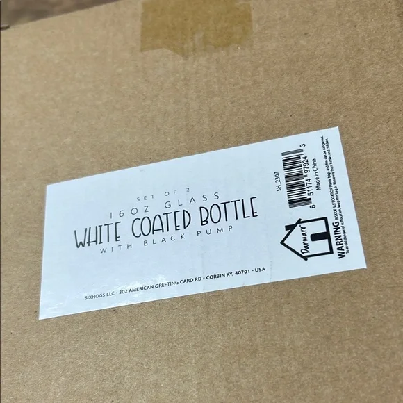 White glass Soap Dispenser Set with Black Pumps and labels - Picture 10 of 16